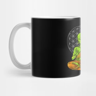 Alien Yoga Meditation Buddha UFO Zen Cosmic Flower Of Life Mug